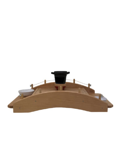 Ponte degustazione in legno di faggio massello 60&times;33&times;h14 cm con coppette e scalda &rsquo;nduja