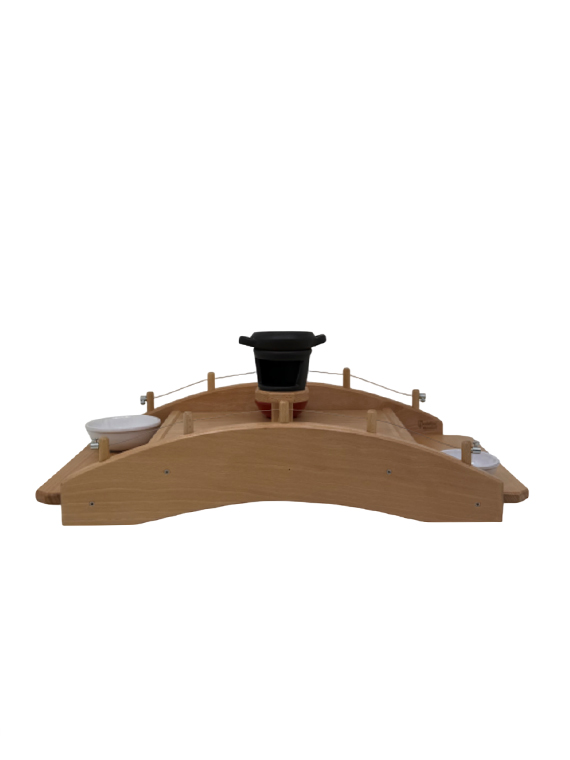 Ponte degustazione in legno di faggio massello 60×33×h14 cm con coppette e scalda ’nduja