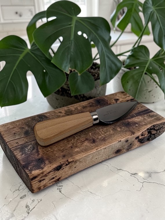 Coltello formaggio in acciaio inox con manico in faggio massello 14×3 cm - immagine 4