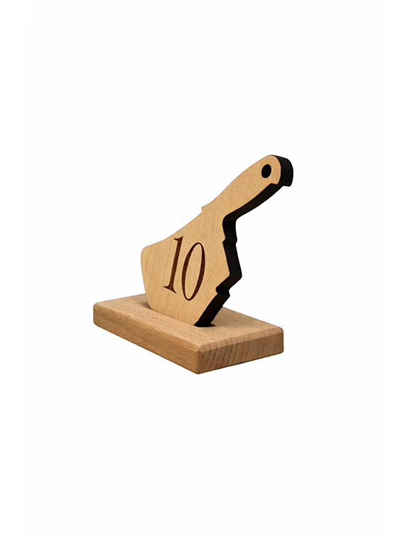 Segnaposto Mannaia Mini in legno con numerazione tavolo - immagine 2