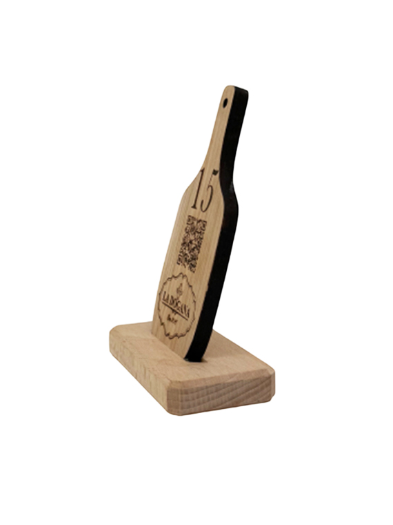 Segnaposto Taglierino in legno di faggio massello con QR Code, logo e numerazione personalizzata - immagine 2