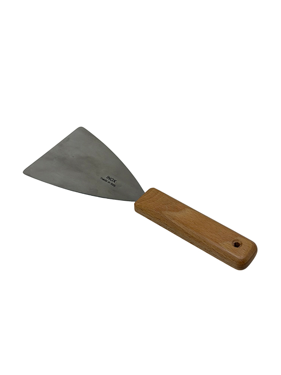 Spatola professionale flessibile in acciaio inox con manico in faggio massello 10×26 cm