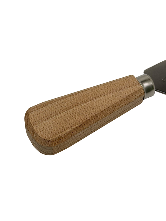 Coltello formaggio in acciaio inox con manico in faggio massello 14×3 cm - immagine 3