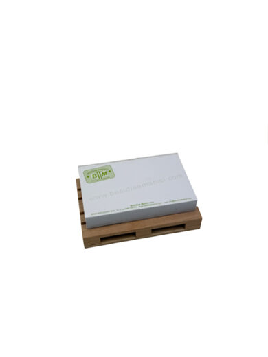 Blocchetto appunti su mini pallet in legno 12&times;8 cm &ndash; gadget aziendale personalizzabile