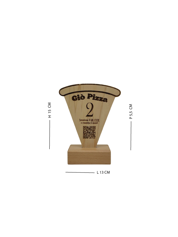 Segnaposto Spicchio Pizza in legno personalizzato con QR Code, logo e numerazione - immagine 5
