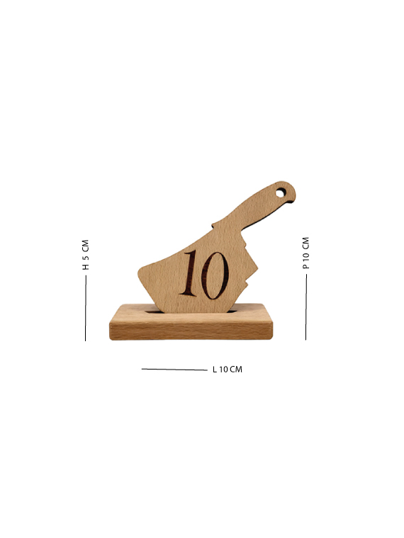 Segnaposto Mannaia Mini in legno con numerazione tavolo - immagine 5