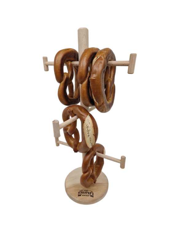 Porta pretzel da banco in legno di faggio massello 28×28×h50 cm – capacità circa 18 pezzi - immagine 5