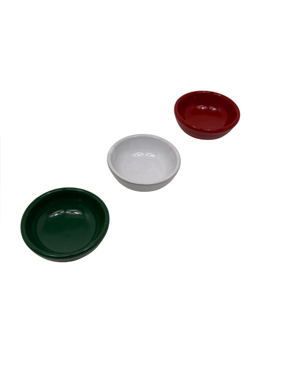 Tagliere aperitivo rialzato in legno di faggio massello 45×29×h7 cm con 4 coppette in ceramica - immagine 4