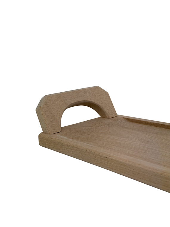 Tagliere da presentazione in legno di faggio massello 100×16×h8 cm con impugnatura - immagine 3