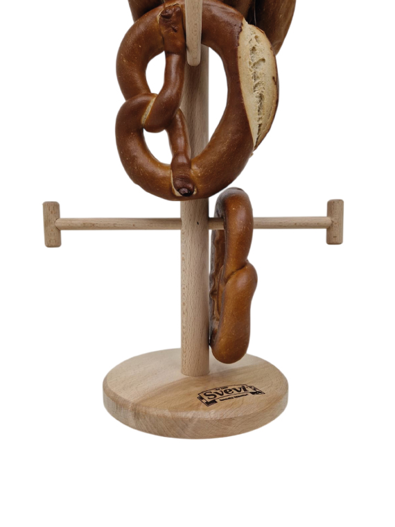 Porta pretzel da banco in legno di faggio massello 28×28×h50 cm – capacità circa 18 pezzi - immagine 6