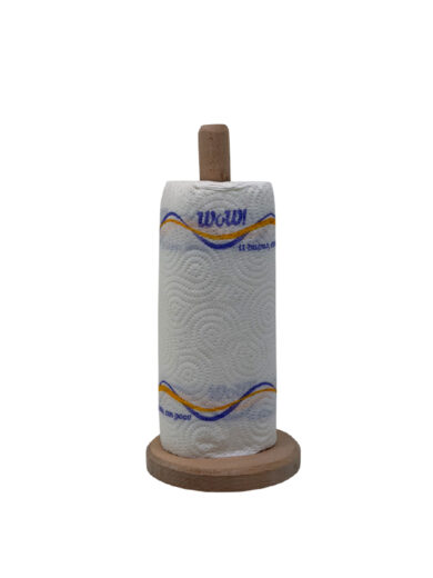 Porta asciugatutto in legno di faggio massello Ø13×h30 cm – rotolo incluso