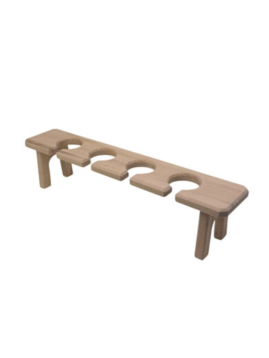 Supporto degustazione in legno di faggio massello 56×11×h13 cm – 4 posti