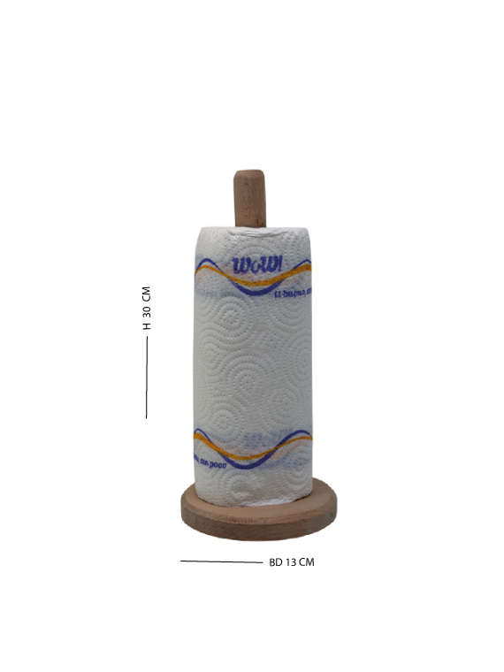 Porta asciugatutto in legno di faggio massello Ø13×h30 cm – rotolo incluso - immagine 5