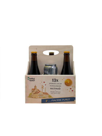 Cassettina porta birre in legno 6 posti con scomparti – personalizzabile con logo