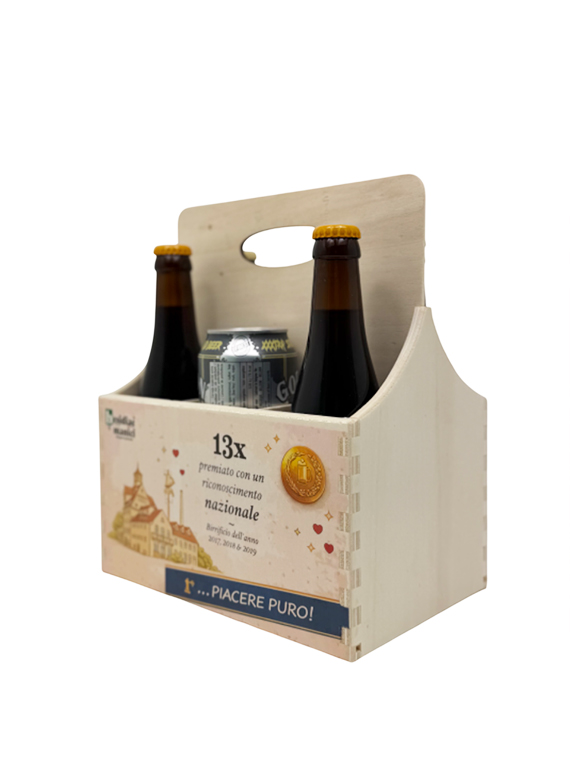 Cassettina porta birre in legno 6 posti con scomparti – personalizzabile con logo - immagine 3