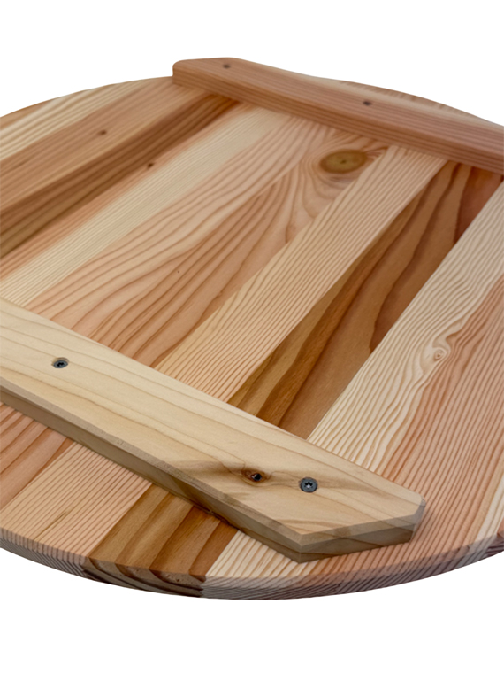 Tagliere tondo in legno massello di Douglas Ø33 cm – ideale per pizza e aperitivi - immagine 2
