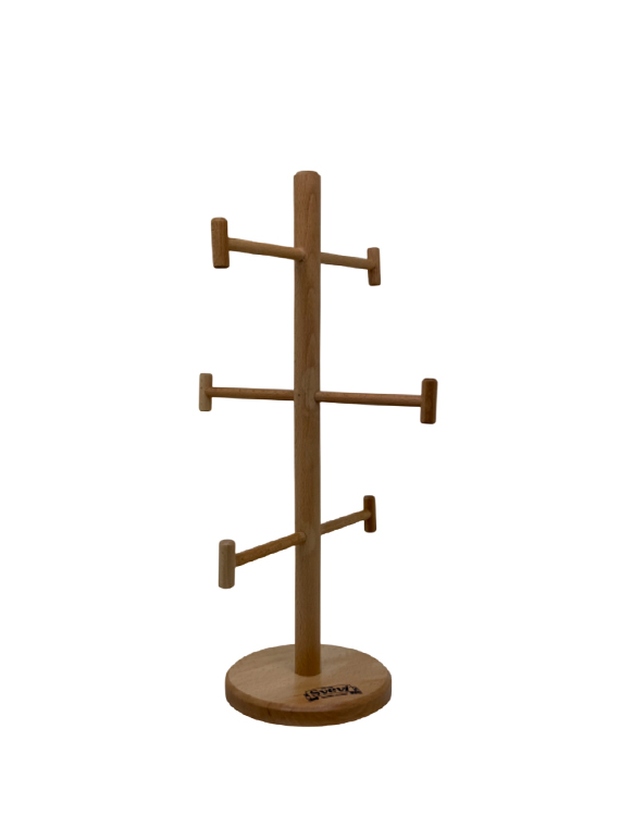 Porta pretzel da banco in legno di faggio massello 28×28×h50 cm – capacità circa 18 pezzi