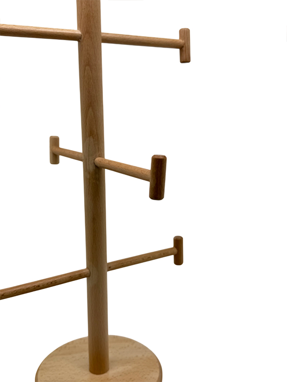 Porta pretzel da banco in legno di faggio massello 28×28×h50 cm – capacità circa 18 pezzi - immagine 4