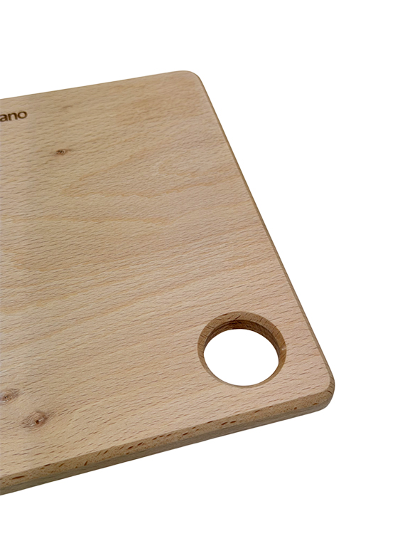 Tagliere in legno di faggio massello con foro 30×20×1,2 cm - immagine 2