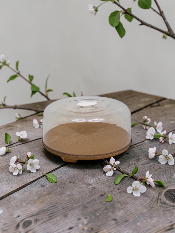 Contenitore copri vivande con base in faggio massello Ø31 cm e campana impilabile - immagine 4