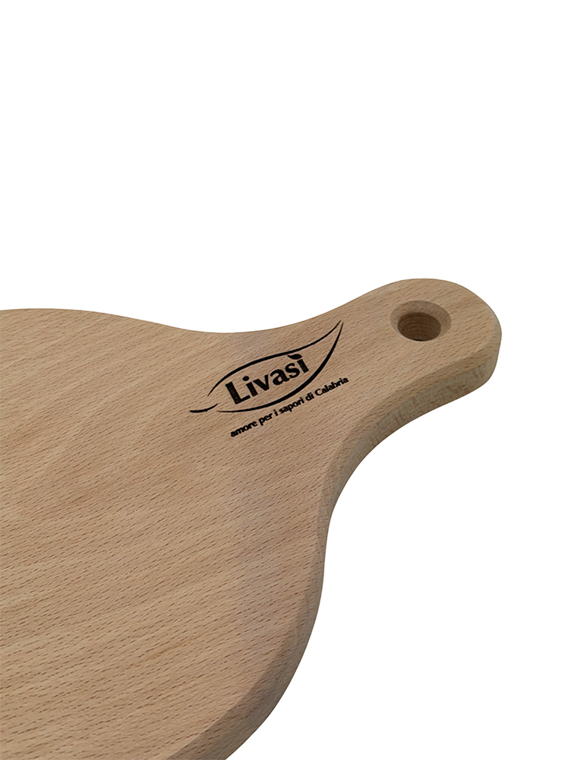 Tagliere tondo in legno di faggio massello con manico 28×19 cm - immagine 2