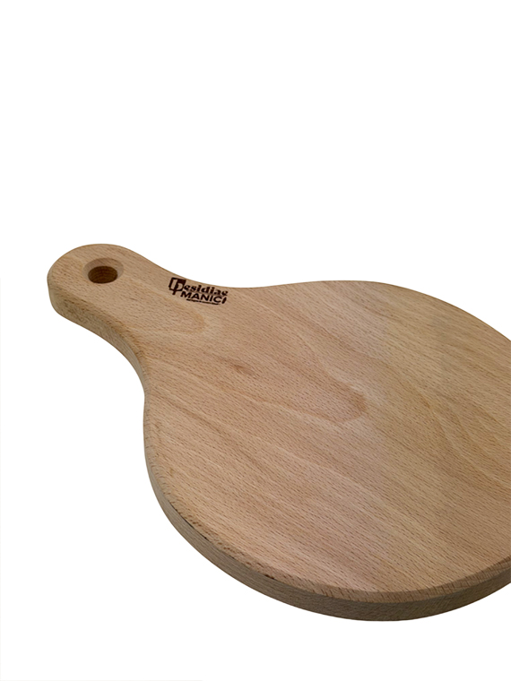 Tagliere tondo in legno di faggio massello con manico 28×19 cm - immagine 3