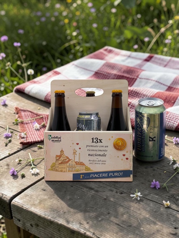 Cassettina porta birre in legno 6 posti con scomparti – personalizzabile con logo - immagine 5