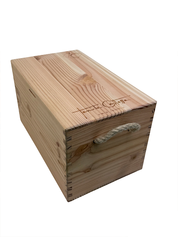 Cassetta vino in legno 4 posti bottiglia 75 cl con coperchio ad incastro e cintura di chiusura – personalizzabile