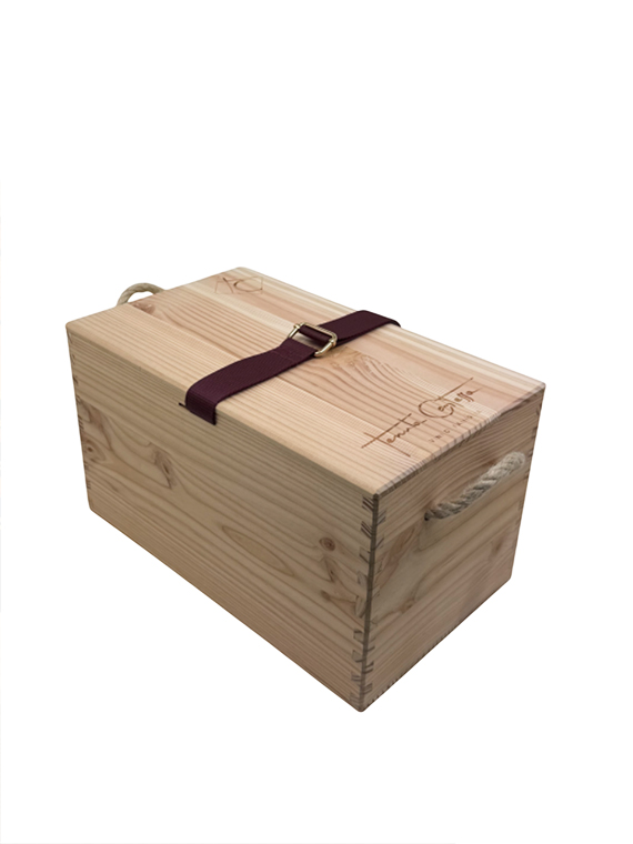 Cassetta vino in legno 4 posti bottiglia 75 cl con coperchio ad incastro e cintura di chiusura – personalizzabile - immagine 3