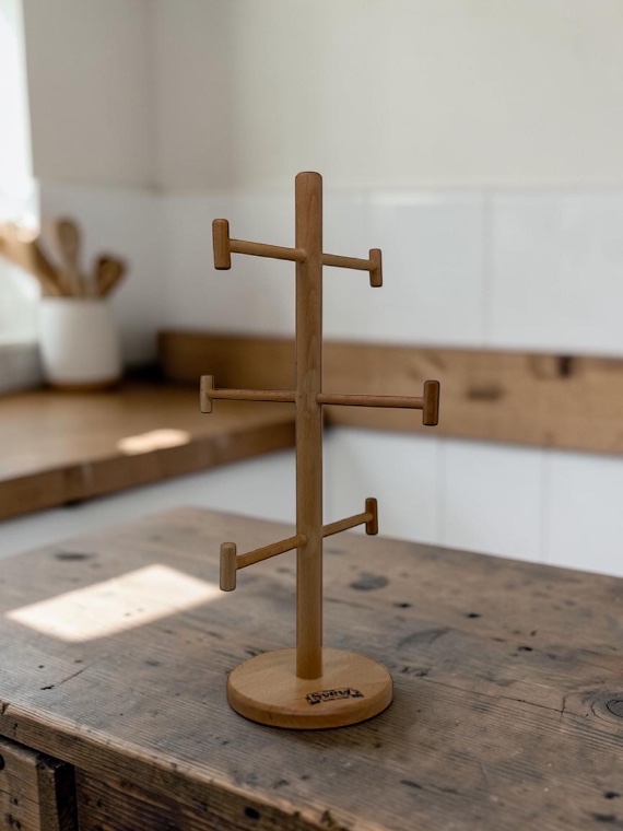 Porta pretzel da banco in legno di faggio massello 28×28×h50 cm – capacità circa 18 pezzi - immagine 7