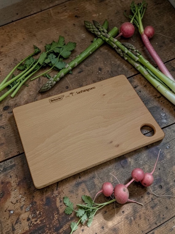 Tagliere in legno di faggio massello con foro 30×20×1,2 cm - immagine 4