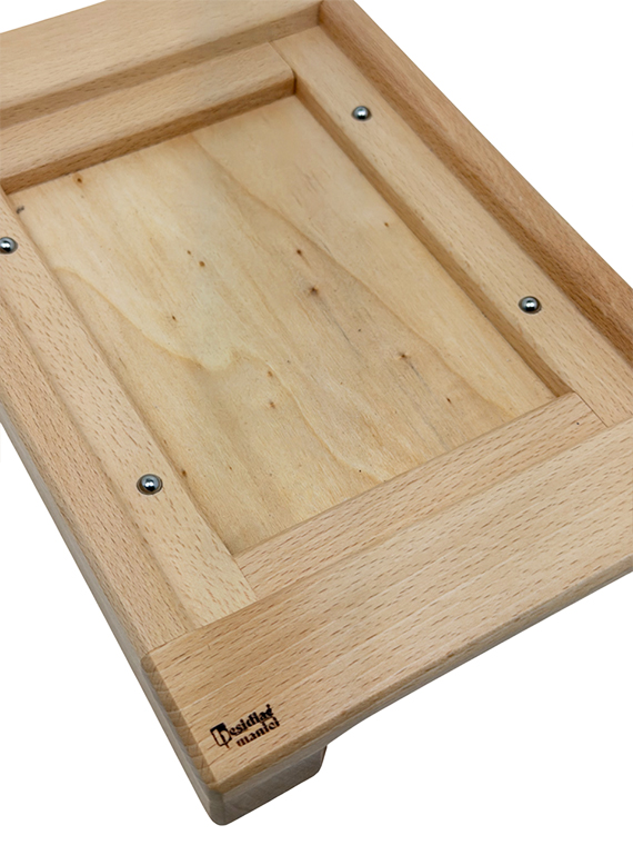 Vassoio in legno di faggio massello con pietra lavica per mantenimento in caldo dim. pietra 20x15 cm - immagine 4