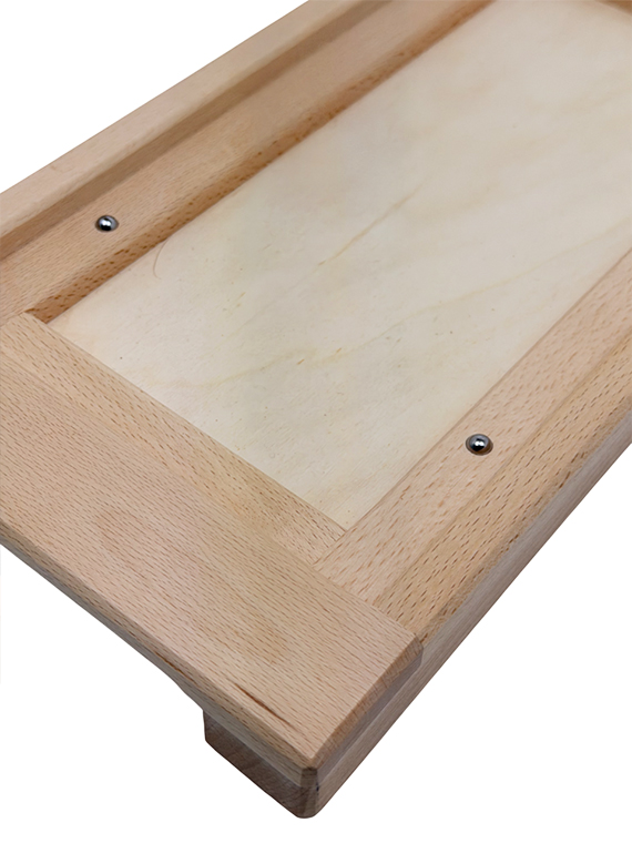 Vassoio in legno di faggio massello con pietra lavica per mantenimento in caldo dim. pietra 30x15 cm - immagine 3