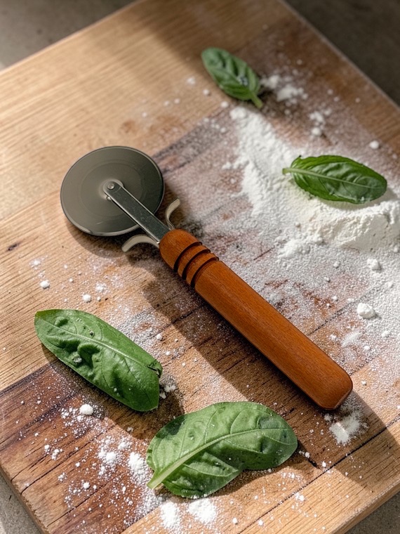 Rotella tagliapizza con manico in faggio e lama in acciaio inox - immagine 4