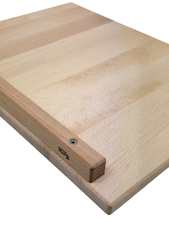 Tagliere professionale in legno di faggio massello con bordino blocca asse dim. 40x30 cm - immagine 3