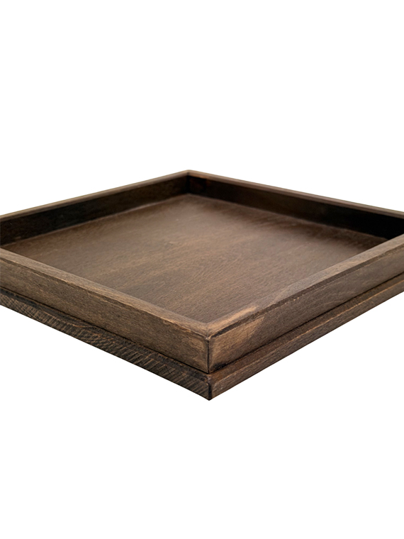 Vassoio quadrato in legno di faggio massello finitura noce dim. cm L20xP20 - immagine 2