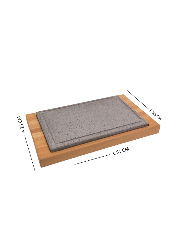 Tagliere in faggio massello con pietra lavica XL dim.Pietra 20x45 cm - immagine 6