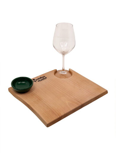 Tagliere aperitivo in legno di faggio massello con calice e ciotolina