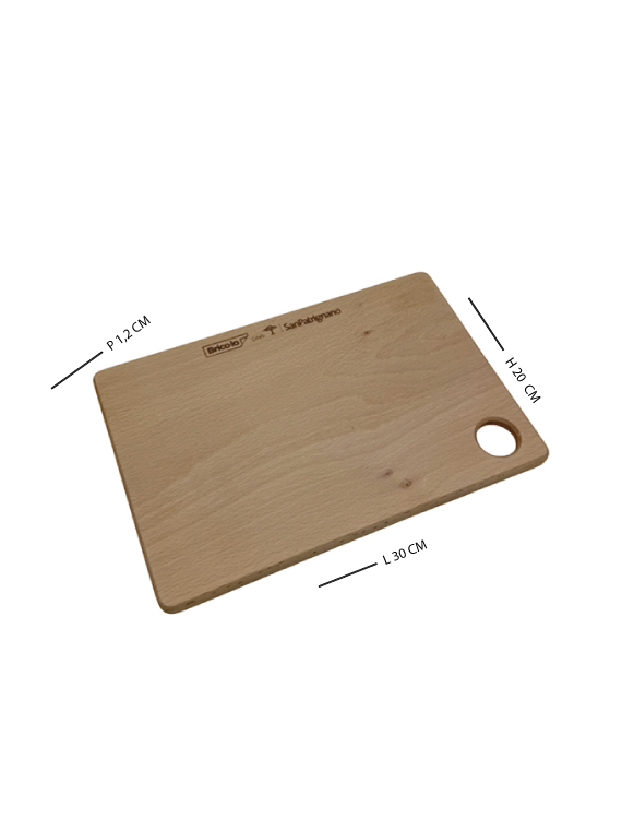 Tagliere in legno di faggio massello con foro 30×20×1,2 cm - immagine 5