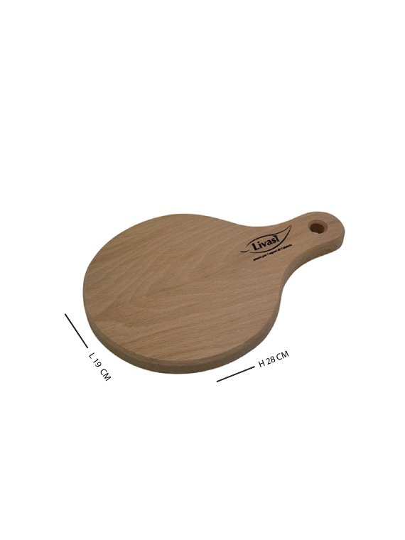 Tagliere tondo in legno di faggio massello con manico 28×19 cm - immagine 6
