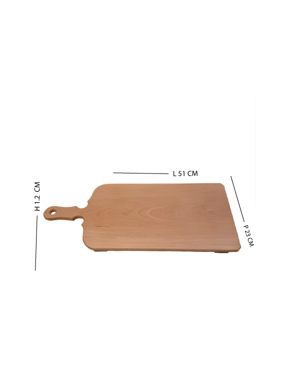 Tagliere in legno di faggio massello con manico – ideale anche per pizza/pinsa dim. 51x23 cm - immagine 7