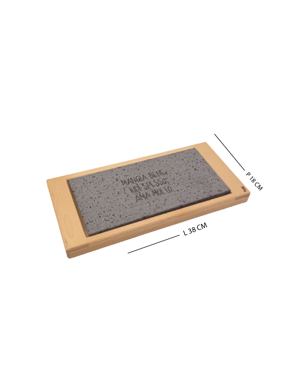 Vassoio in legno di faggio massello con pietra lavica per mantenimento in caldo dim. pietra 30x15 cm - immagine 6