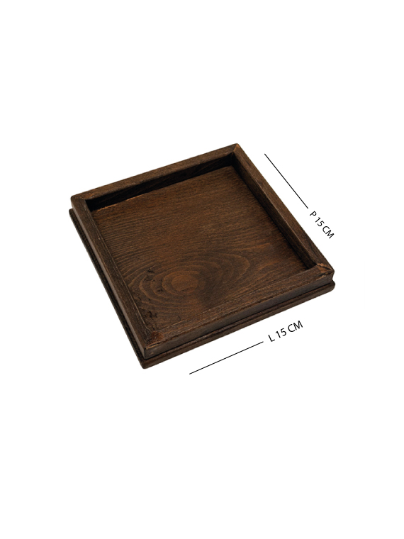 Vassoio quadrato in legno di faggio massello finitura noce dim. cm L20xP20 - immagine 5