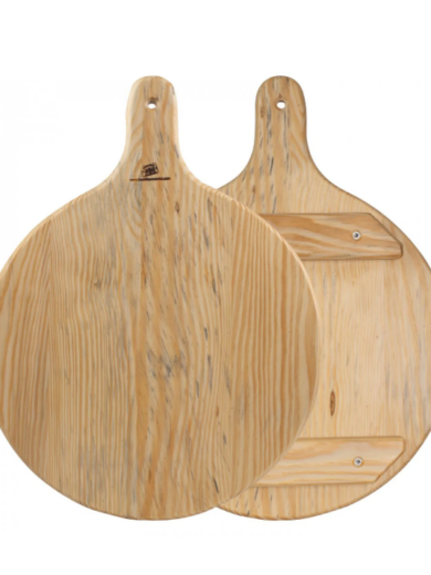 Tagliere pizza in legno di Douglas Ø33 cm con impugnatura
