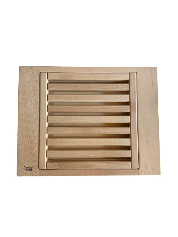 Raccoglibriciole da tavola in legno di faggio 40×30×h4 cm con griglia estraibile - immagine 2