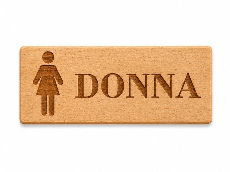 Targa segnaletica bagno in legno di faggio 16×6 cm – Toilette, Uomo o Donna - immagine 4