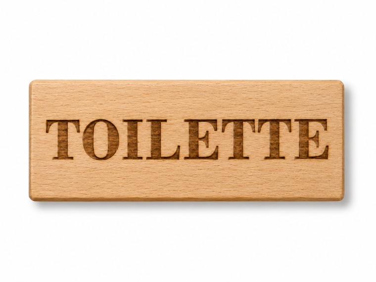 Targa segnaletica bagno in legno di faggio 16×6 cm – Toilette, Uomo o Donna - immagine 2