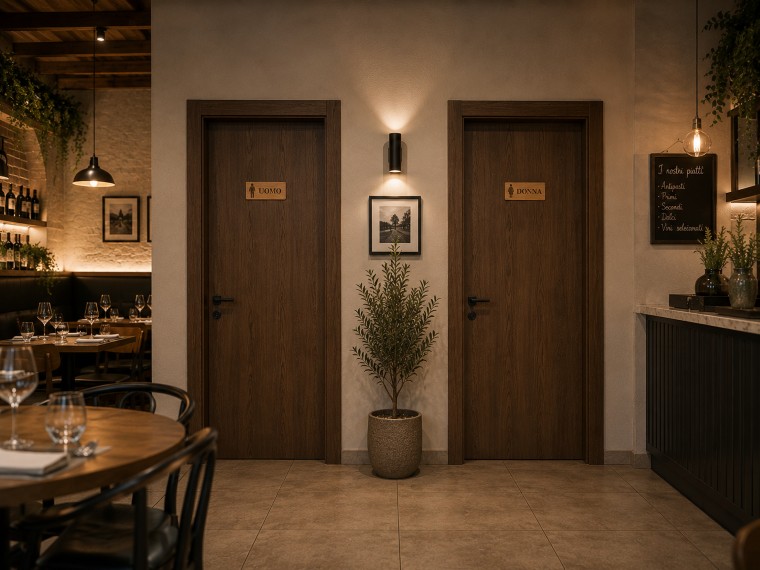 Targa segnaletica bagno in legno di faggio 16×6 cm – Toilette, Uomo o Donna - immagine 5