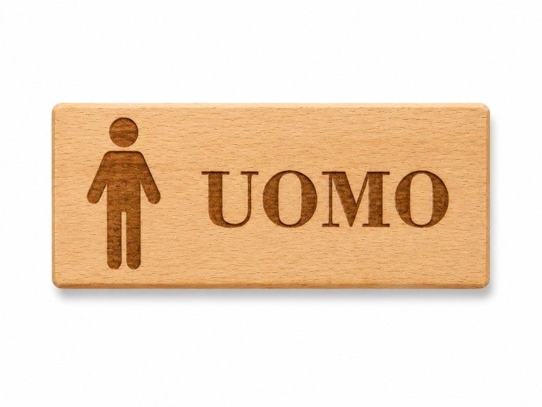 Targa segnaletica bagno in legno di faggio 16×6 cm – Toilette, Uomo o Donna - immagine 3